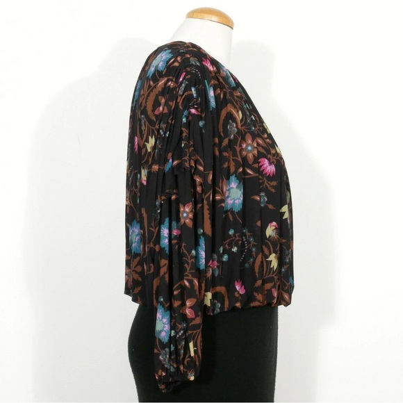Free People Wildflower Honey Top Black Floral Size Small - Picture 8 of 13